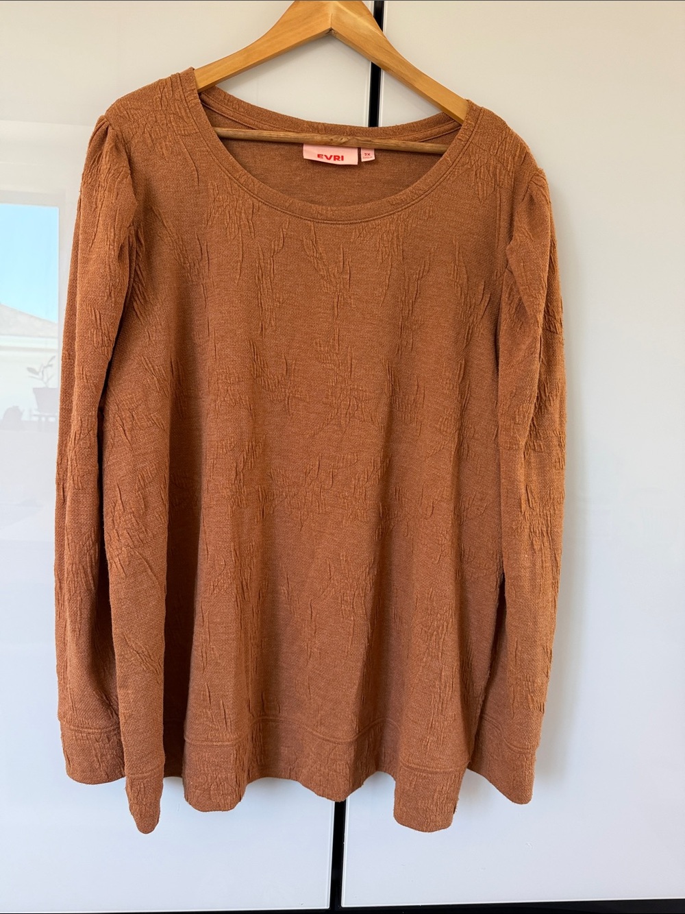 EVRI Women's Rust Sweater Scoop Neck Long Sleeve Top
